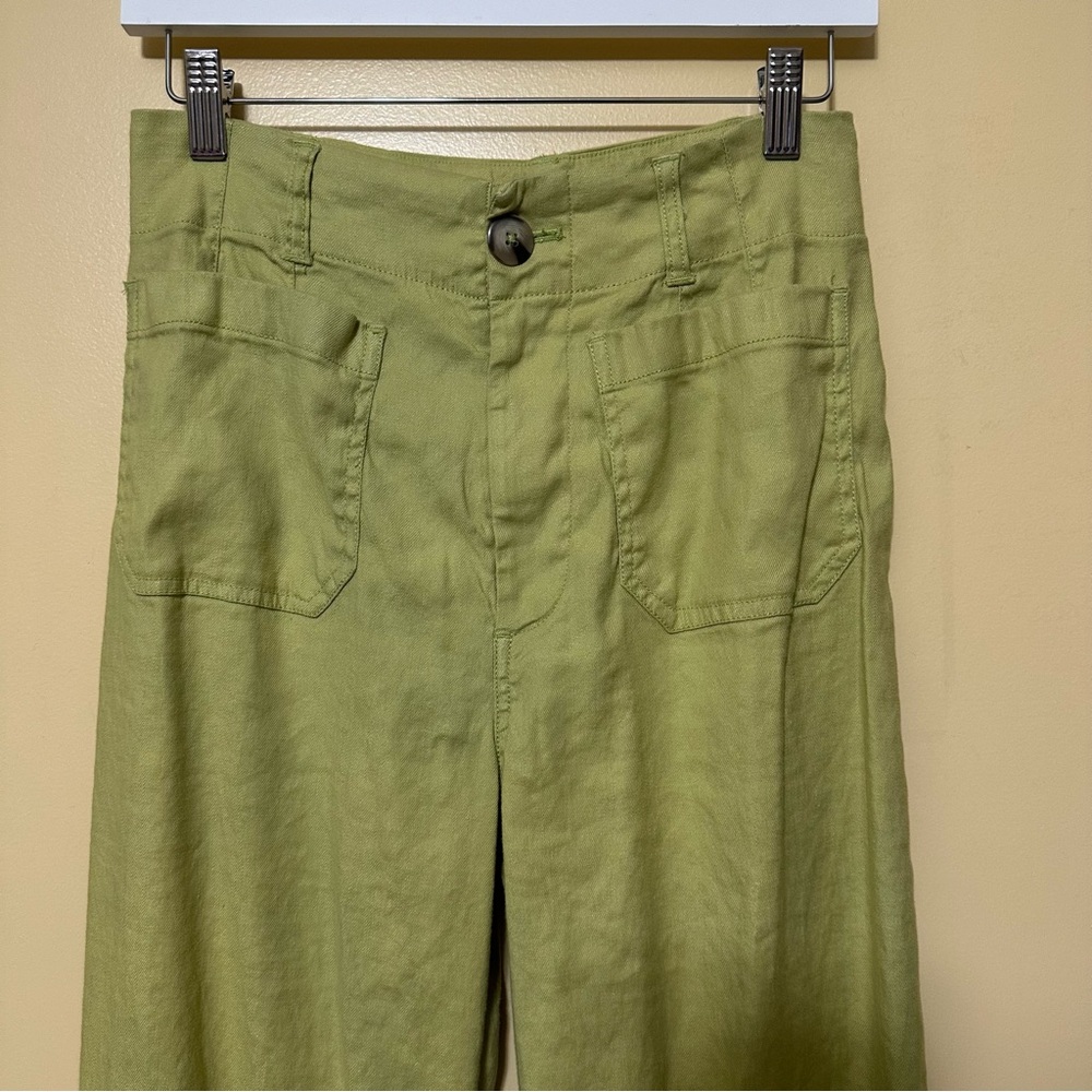 Maeve High-Rise Wide-Leg Pants in Pale Yellow - Picture 4 of 9
